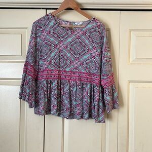 Crown & Ivy high waist ruffle top